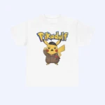 The Pikadolf Shirt is a white t-shirt featuring a cartoon character design inspired by Greek architecture.
