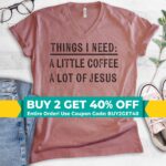 A Little Coffee A Lot Of Jesus V-Neck Tee - Unisex Christian Shirt