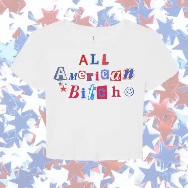 All American Bitch Baby Tee – Fun Casual Graphic Shirt for Her