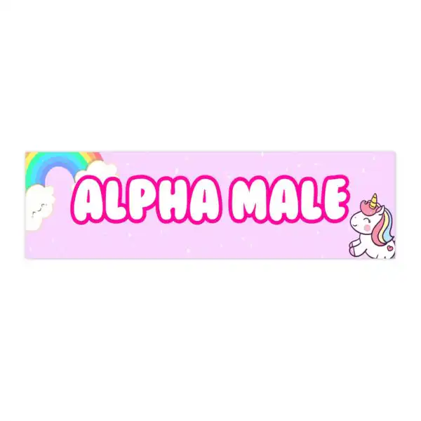 Alpha Male Bumper Sticker – Funny Meme Vinyl Sticker 8.7'' x 2.7''