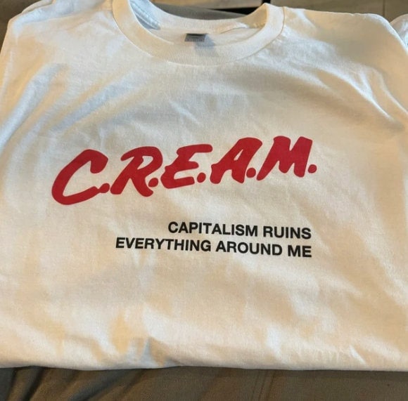 Anti Capitalism Meme Shirt - Funny Y2K Style Gag Tee for Adults