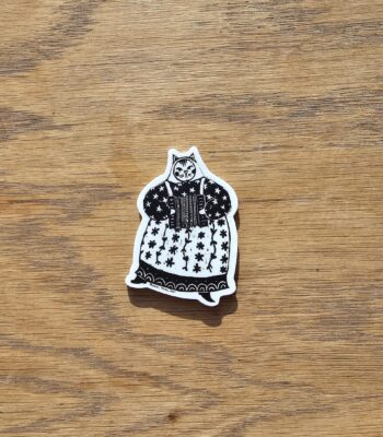 Babushkat Accordion Cat Sticker – Cute Waterproof Art Design