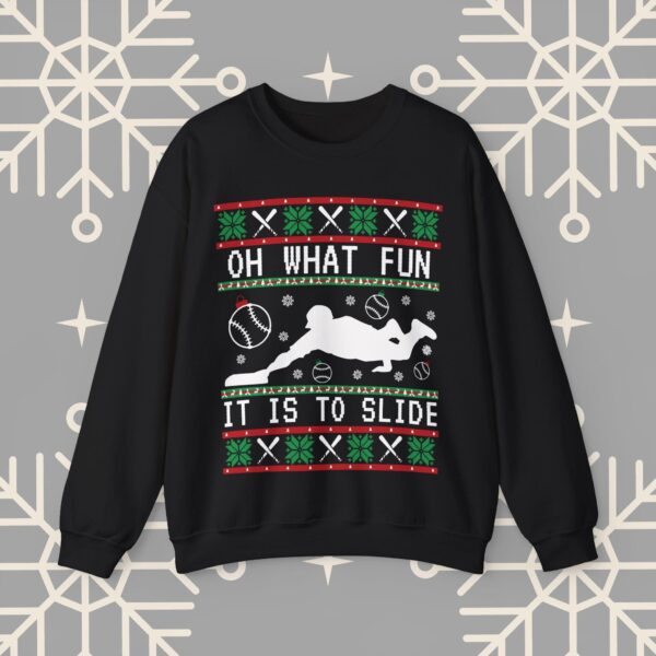 Baseball Ugly Christmas Sweater - Oh What Fun It Is To Slide