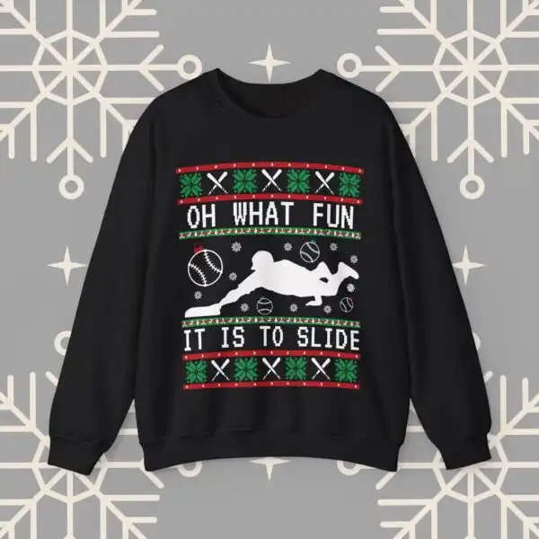 Baseball Ugly Christmas Sweater - Oh What Fun It Is To Slide