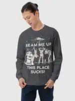 Beam Me Up This Place Sucks Sweatshirt – Retro Graphic Top