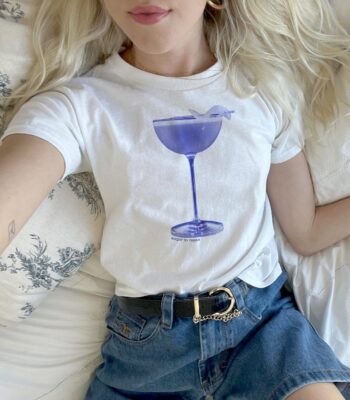 Blue Cocktail Vintage Baby Tee – Lightweight Unisex Cotton Top