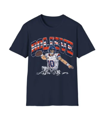Bo Nix Bolieve Shirt – Supportive Fan Tee in Navy and Orange