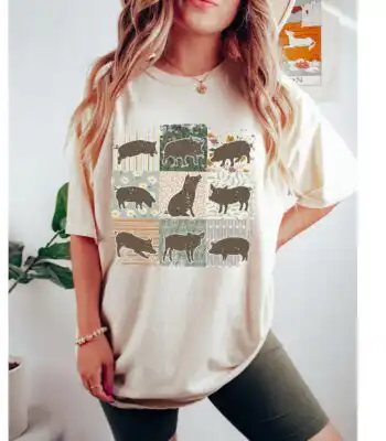 Boho Pig Farm Shirt - Cozy Floral Crewneck for Fall