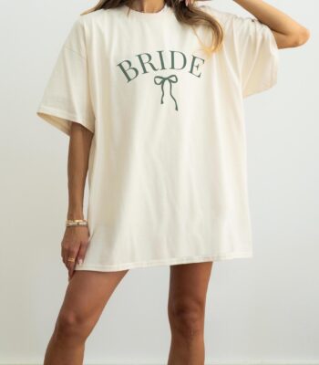 Bride Bow T-Shirt – Custom Olive Green Bridal Shower Tee