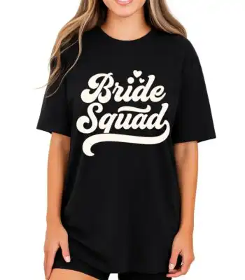Bride Squad Retro Script Tee – Fun Bachelorette Party Shirt