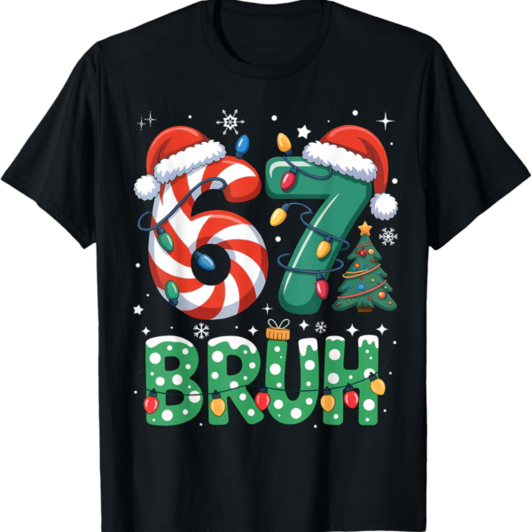 Bruh 67 Meme Christmas Tee – Fun Kids Shirt for Boys and Girls