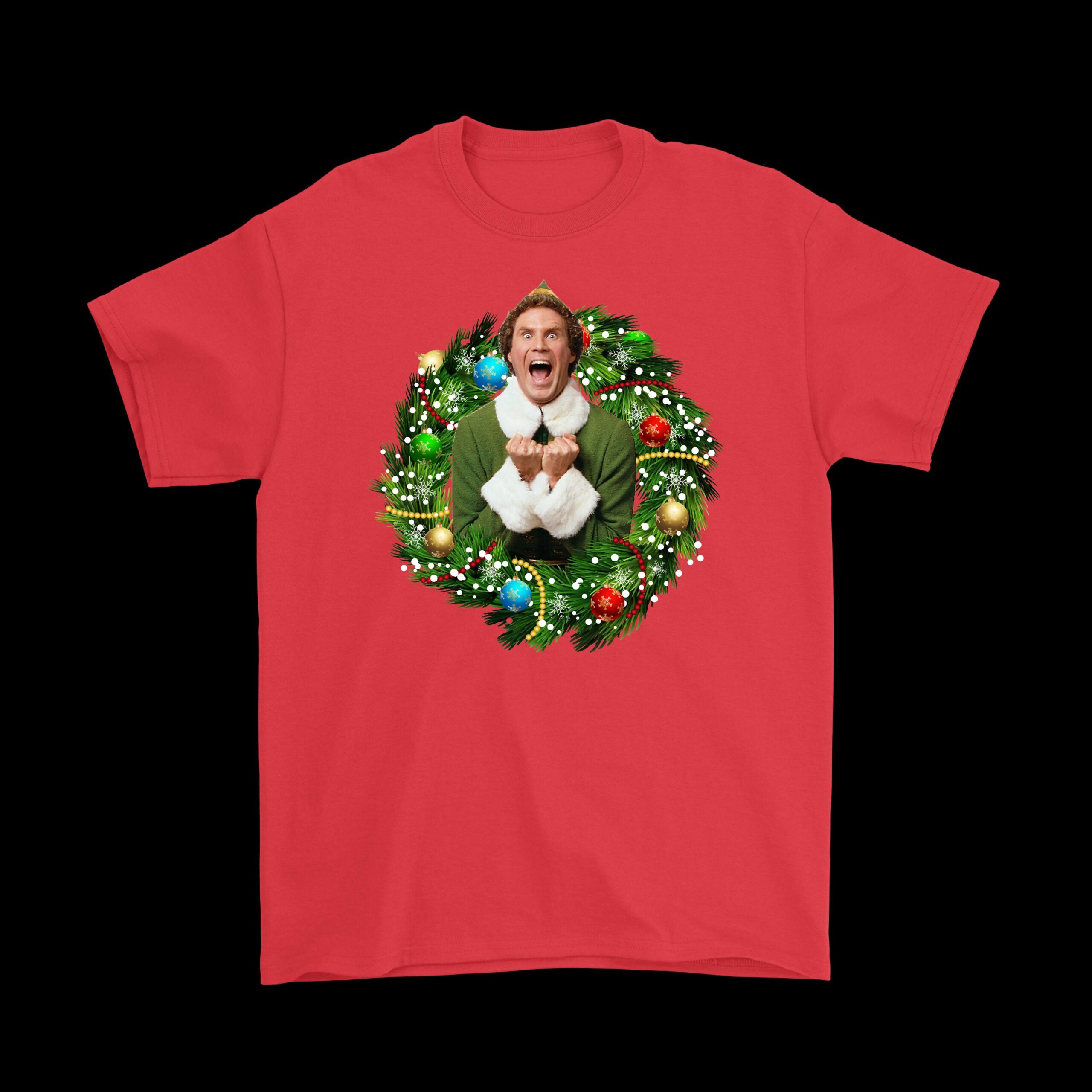 Buddy the Elf Wreath T-Shirt – Fun Christmas Graphic Tee Buddy the Elf Wreath T-Shirt – Fun Christmas Graphic Tee