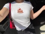 Cake Baby Tee – Cute Cherry Slice Print Vintage 90s Style Shirt