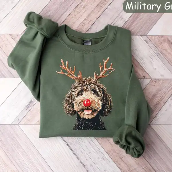Christmas Brown Goldendoodle Reindeer Sweatshirt – Holiday Dog Lover Gift