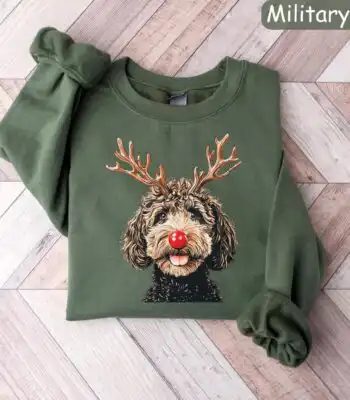Christmas Brown Goldendoodle Reindeer Sweatshirt – Holiday Dog Lover Gift