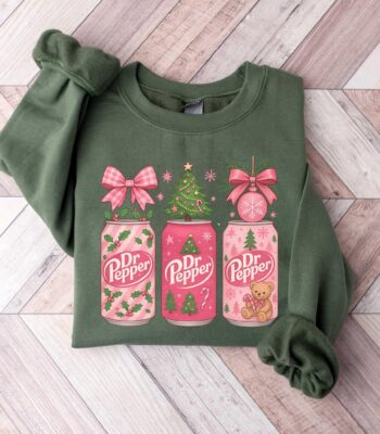 Christmas Dr Pepper Sweatshirt – Pink Bow Holiday Hoodie
