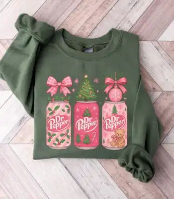 Christmas Dr Pepper Sweatshirt – Pink Bow Holiday Hoodie
