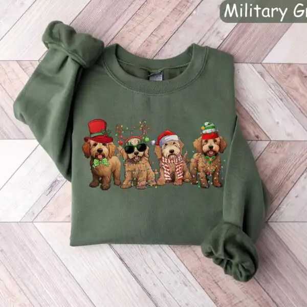 Christmas Golden Doodle Sweatshirt – Cozy Dog Lover Gift