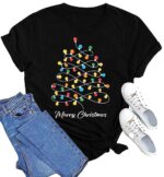 Christmas Shirts for Women – Funny Light-Up Tree Graphic Top