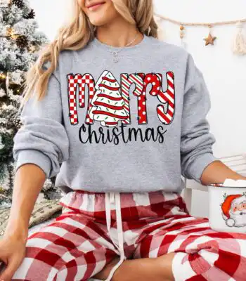 Christmas Tree Cake Sweatshirt – Festive Holiday Crewneck for Women