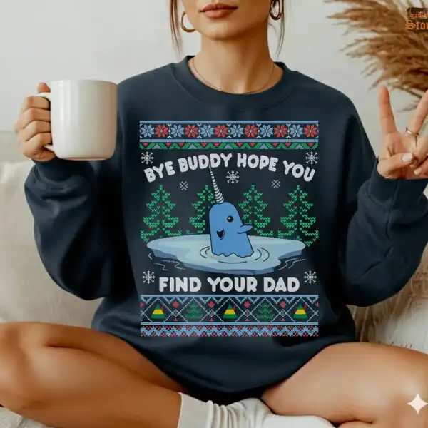 Christmas Whale Ugly Holiday Sweatshirt – Fun Dad Gift Sweater