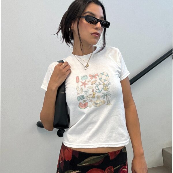 Coastal Coquette Bow Tee – Cute Vintage Baby Shirt for Girls