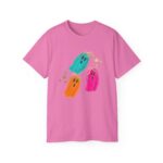 Colorful Ghost Trio T-Shirt – Cute Halloween Tee for Kids & Women