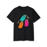 Colorful Ghost Trio T-Shirt – Cute Halloween Tee for Kids & Women