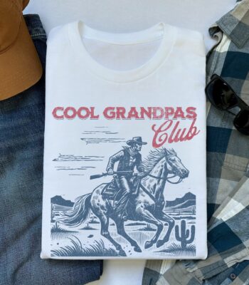 Cool Grandpas Club Cowboy T-Shirt – Comfy Gift for Grandad