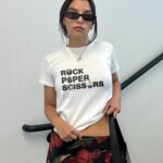 Cool Rock Paper Scissors Lesbian Tee – Retro Y2K LGBTQ Crop Top