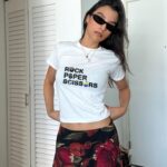 Cool Rock Paper Scissors Lesbian Tee – Retro Y2K LGBTQ Crop Top