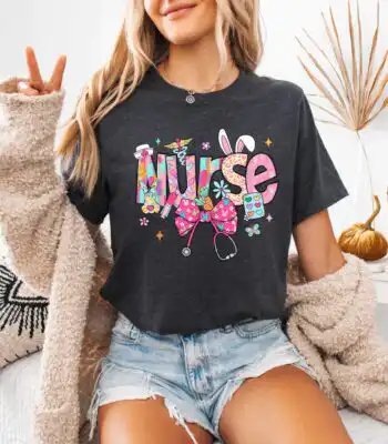 Coquette Easter Nurse T-Shirt – Cute Bunny Ears RN Tee