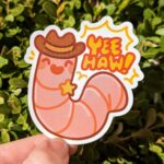 Cowboy Worm Waterproof Stickers – Fun Hoedown Decor for All