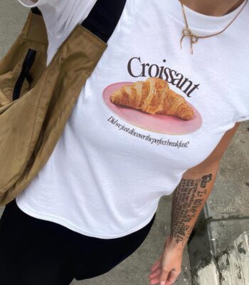 Croissant Graphic Baby Tee – Perfect Breakfast Retro Design
