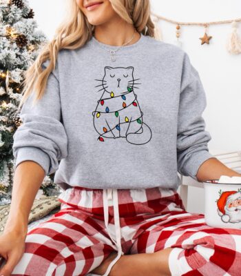 Cute Cat Christmas Sweatshirt – Cozy Cat Lover Holiday Hoodie