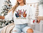 Cute Christmas Chickens Sweatshirt – Cozy Farm Animal Top for Women