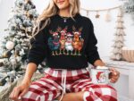 Cute Christmas Chickens Sweatshirt – Cozy Farm Animal Top for Women