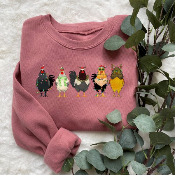 Cute Christmas Chickens Sweatshirt – Funny Holiday Crewneck Top