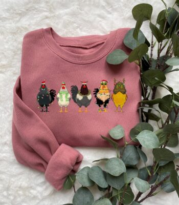 Cute Christmas Chickens Sweatshirt – Funny Holiday Crewneck Top