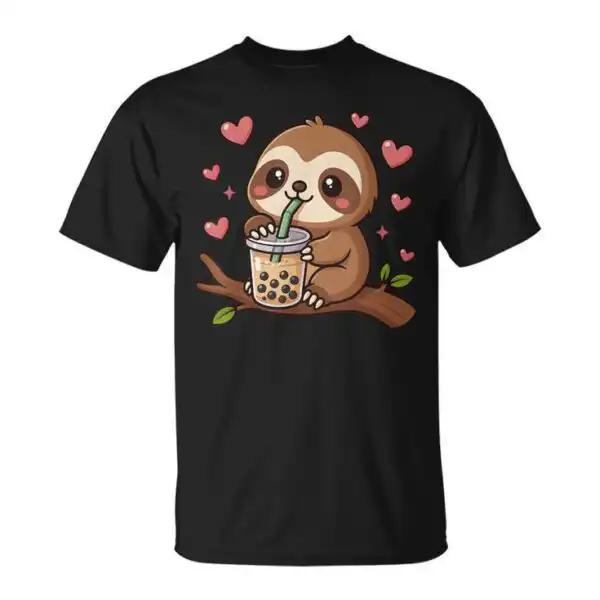 Cute Sloth Boba Tea T-Shirt – Funny Gift for Tea Lovers
