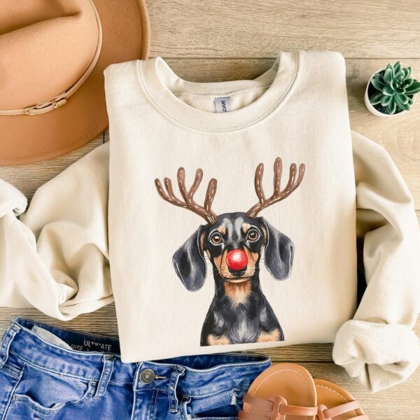 Dachshund Christmas Sweatshirt - Funny Reindeer Dog Crewneck