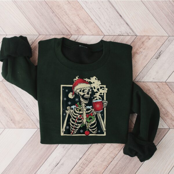 Dead Inside Skeleton Christmas Sweatshirt – Funny Coffee Lover Gift