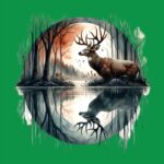 Deer Buck Moonlight Reflection Tee – Soft Cotton Forest Shirt
