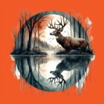 Deer Buck Moonlight Reflection Tee – Soft Cotton Forest Shirt