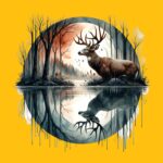 Deer Buck Moonlight Reflection Tee – Soft Cotton Forest Shirt