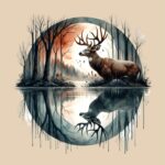 Deer Buck Moonlight Reflection Tee – Soft Cotton Forest Shirt