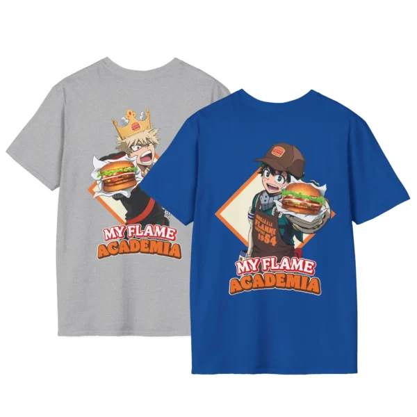 Deku and Bakugo Burger King Shirt – Fun Anime Graphic Tee