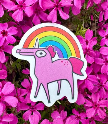 Derpy Unicorn Sticker – Waterproof Pink Pony Vinyl Decal
