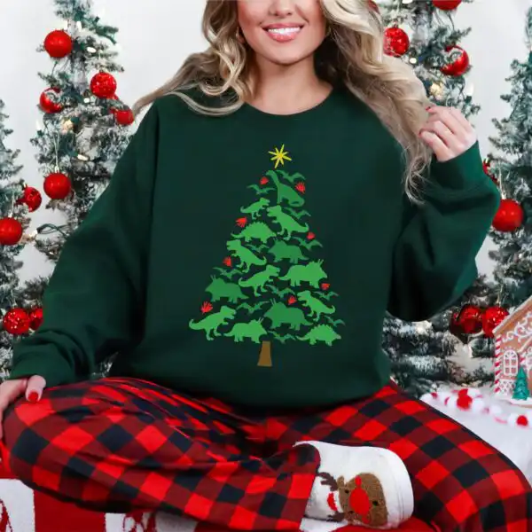 Dinosaur Christmas Tree T-shirt – Fun Tree Rex Holiday Tee