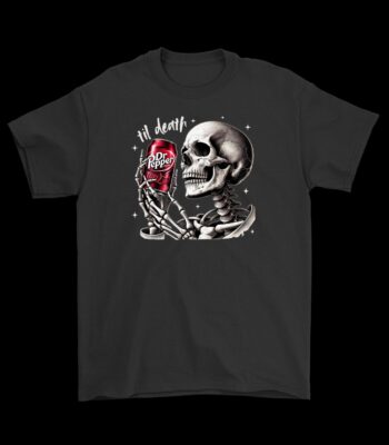 Dr Pepper Til Death Tee – Funny Skeleton Soda Pop Shirt